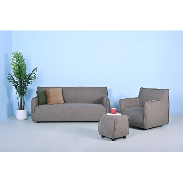 Pall 48x48 cm i mörkbeige bouclè Pall 48x48 cm i mörkbeige bouclè