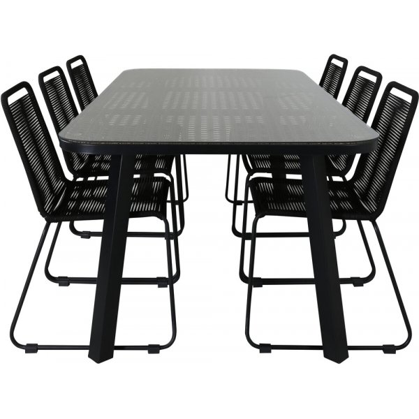 Paola utematgrupp med 6 st Lindos stolar - Svart