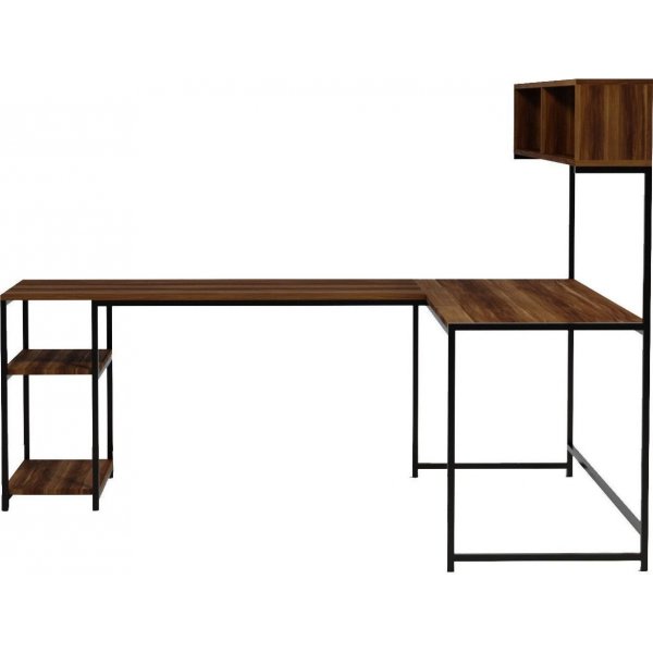 Bureau d'angle Casino avec étagères 200x60 cm - Noyer Bureau d'angle Casino avec étagères 200x60 cm - Noyer