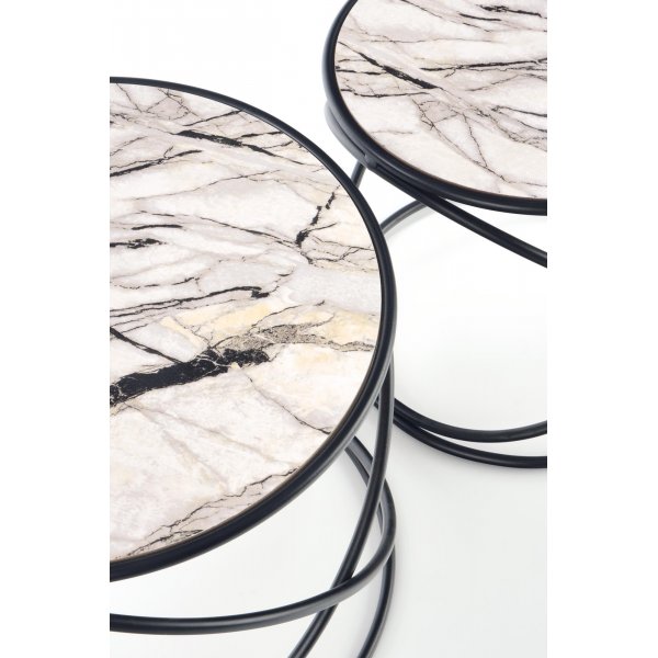 Table basse Mille Ø40/50 cm - Marbre blanc/noir Table basse Mille Ø40/50 cm - Marbre blanc/noir