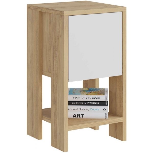 Ema nachtkastje - Saffier eiken/wit