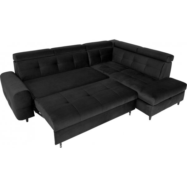 Canapé-lit d\\\'angle Matras avec bout ouvert à droite - Noir Canapé-lit d\\\'angle Matras avec bout ouvert à droite - Noir