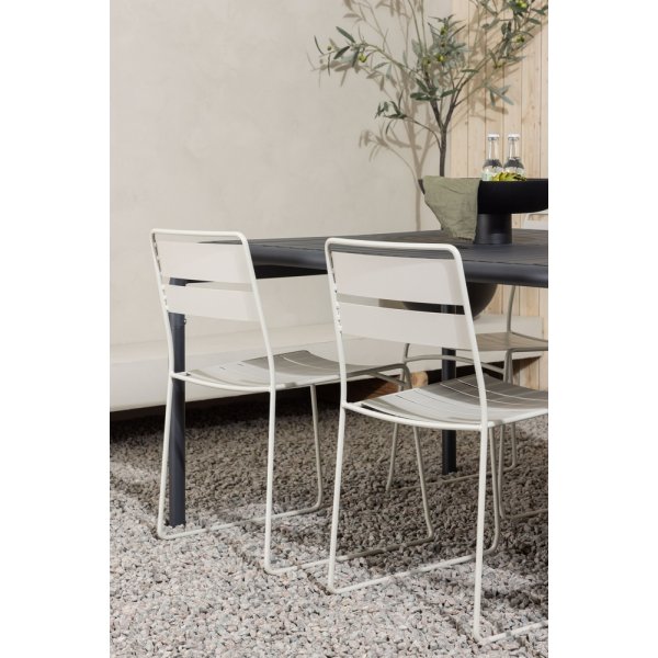 Borneo utematgrupp med 6 st Lina stolar - Beige/Svart Borneo utematgrupp med 6 st Lina stolar - Beige/Svart