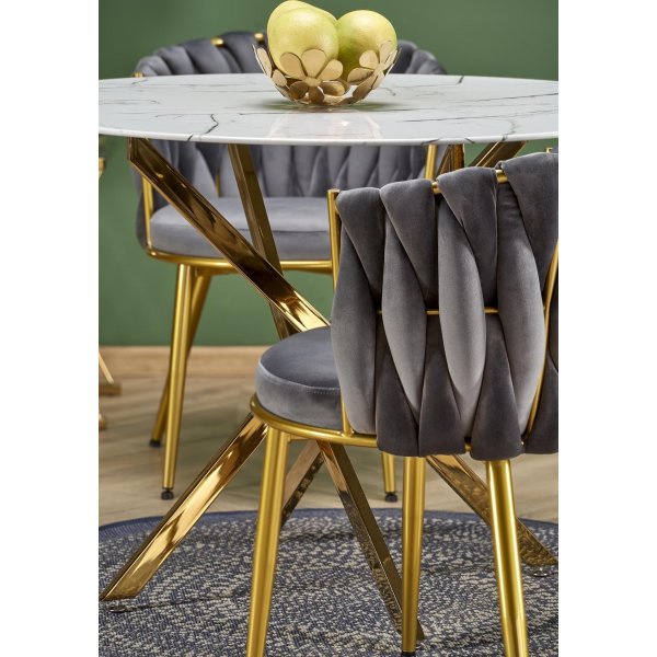 Raymond matbord Ø100 cm - Vit marmor/guld Raymond matbord Ø100 cm - Vit marmor/guld