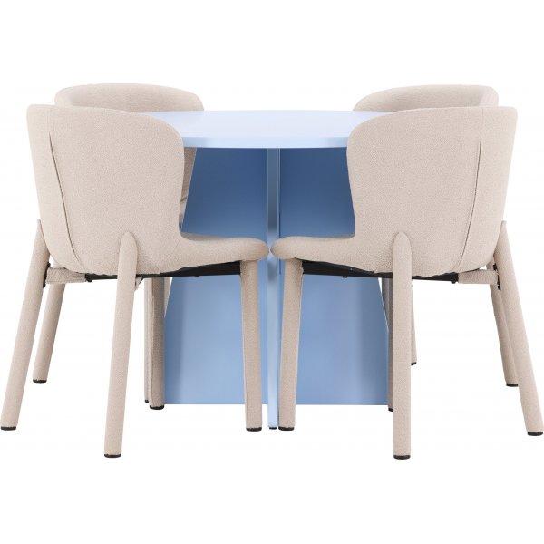Matbord Bootcut med 4 st Astoria stolar - Beige/blå Matbord Bootcut med 4 st Astoria stolar - Beige/blå