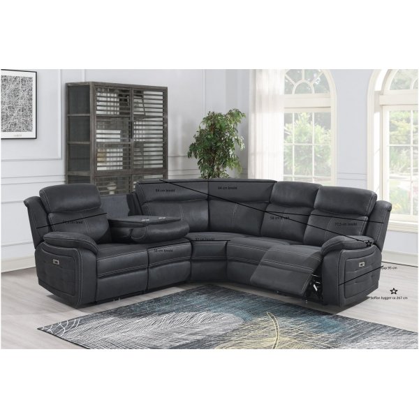 Canapé d'angle inclinable Teddy électrique - Gris Canapé d'angle inclinable Teddy électrique - Gris