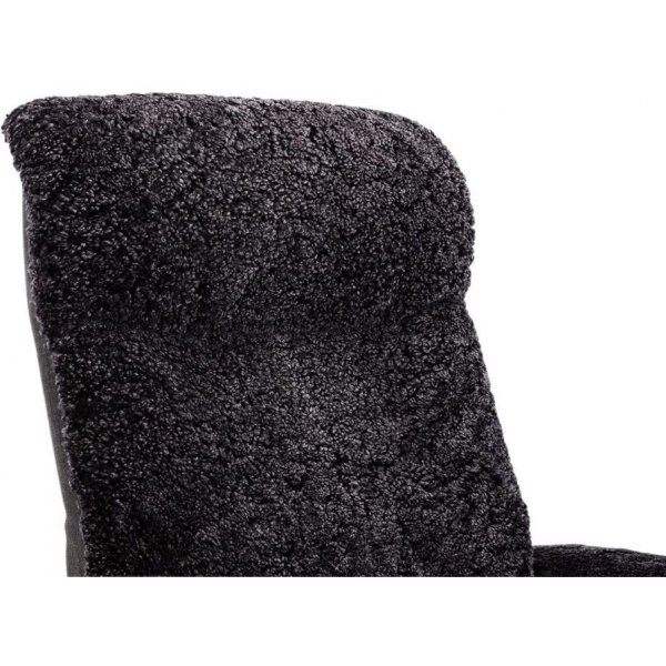 Ulla f�t�lj med fotpall i f�rskinn - Antracit / Whitewash / Krom