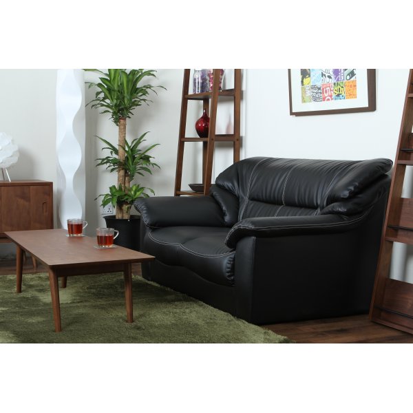 Soffa 2-sits svart konstlder - Dominic + Flckborttagare fr mbler