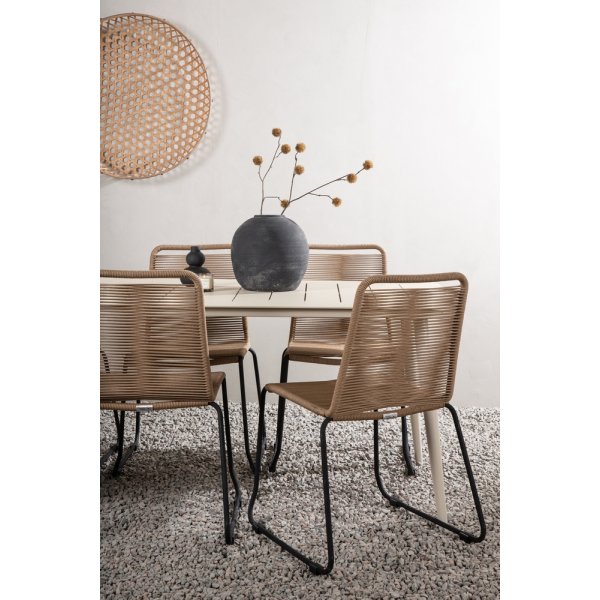 Lina utematgrupp med 6 st Lindos stolar - Beige/Brun Lina utematgrupp med 6 st Lindos stolar - Beige/Brun