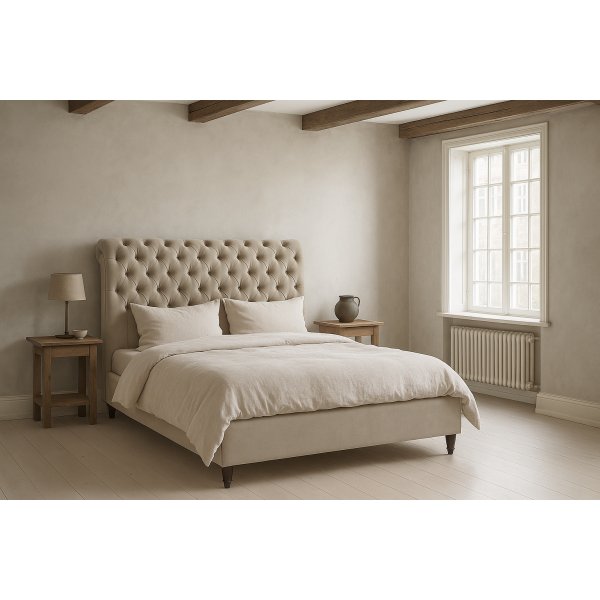 Salomon sängram 160 cm - Gråbeige sammet Salomon sängram 160 cm - Gråbeige sammet