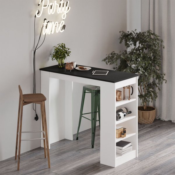 Style barbord 120 x 51,6 cm - Vit/svart
