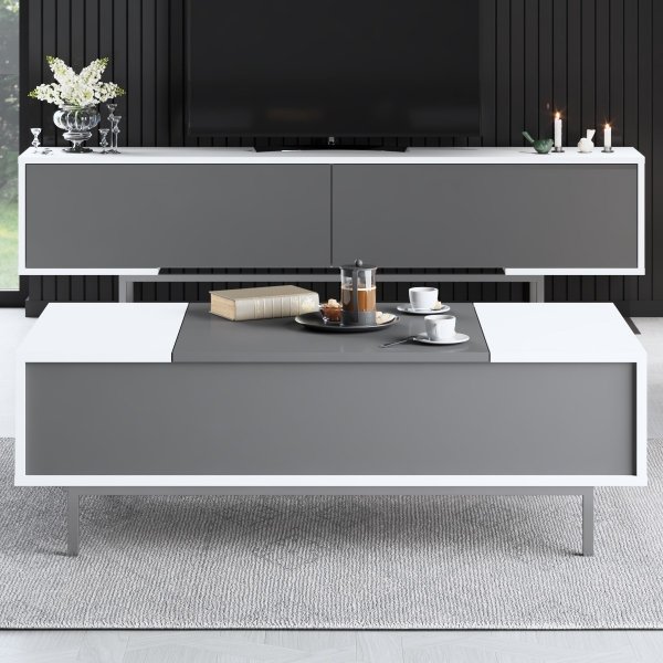 Table basse Force - Anthracite/blanc/argent Table basse Force - Anthracite/blanc/argent
