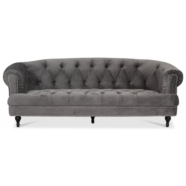 Chesterfield Oxford 3-sits soffa - Gr sammet
