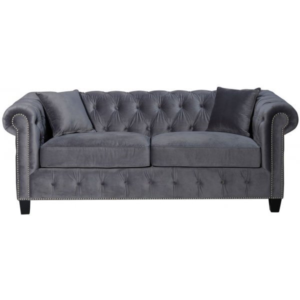 Finsj Chesterfieldsoffa - Gr velour