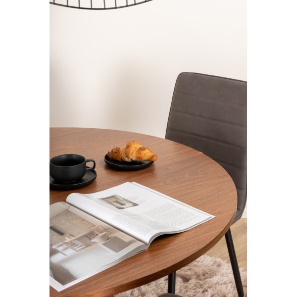 Bianca Matgrupp runt valnöt matbord med 4 st Windu Lyx grå stolar Bianca Matgrupp runt valnöt matbord med 4 st Windu Lyx grå stolar