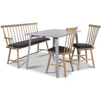 Visby matgrupp - Grått bord med 2 st Småland pinnstolar och 1 st Småland pinnsoffa - Grå / Ek Visby matgrupp - Grått bord med 2 st Småland pinnstolar och 1 st Småland pinnsoffa - Grå / Ek