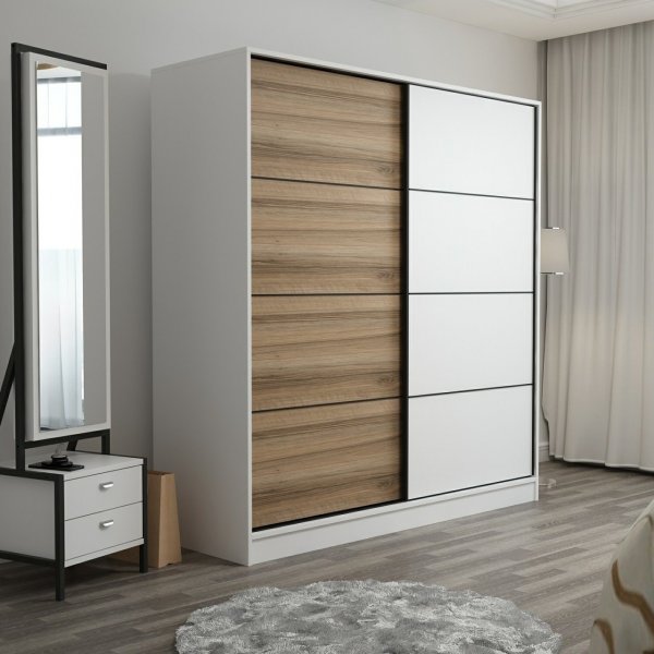 Kapusta kledingkast 180 cm - Wit/bruin/wit Kapusta kledingkast 180 cm - Wit/bruin/wit