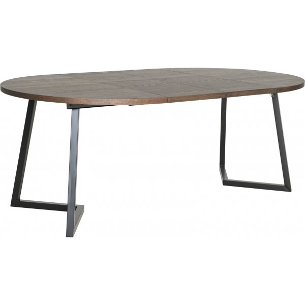 Table à manger Röa 120-200 x 120 cm - Placage chêne laqué marron Table à manger Röa 120-200 x 120 cm - Placage chêne laqué marron