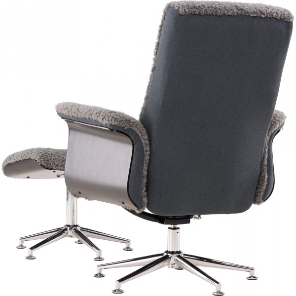 Relaxfauteuil met voetenbank - Grijs - Hagn + Vlekverwijderaar voor meubels