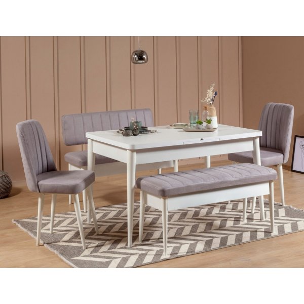 Vina 0701 matgrupp med soffa - Vit/ljusgr
