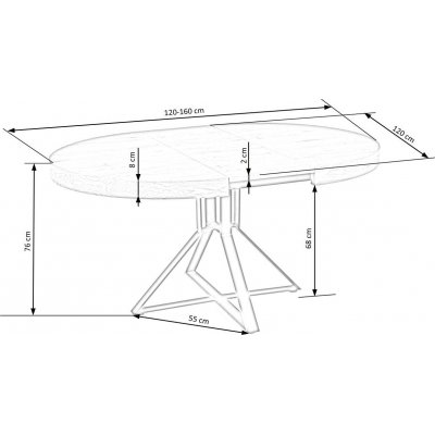 Mercy matbord 120-160 x 120 cm - Ek/svart