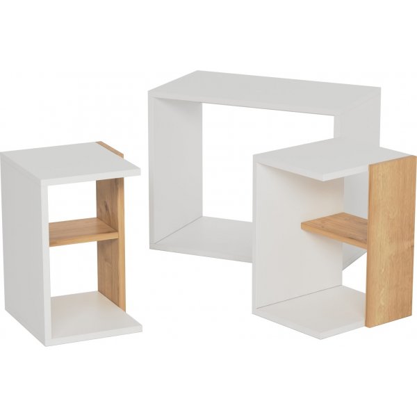 Bizayni satsbord 62x34 | 27x32 | 27x32 cm - Vit/ek