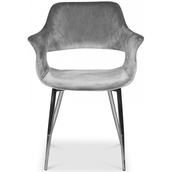 Flap karmstol - Grå sammet / kromade ben Flap karmstol - Grå sammet / kromade ben