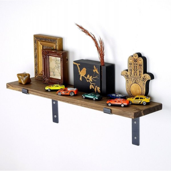 Lamba wandplank 2 - Zwart/walnoot Lamba wandplank 2 - Zwart/walnoot