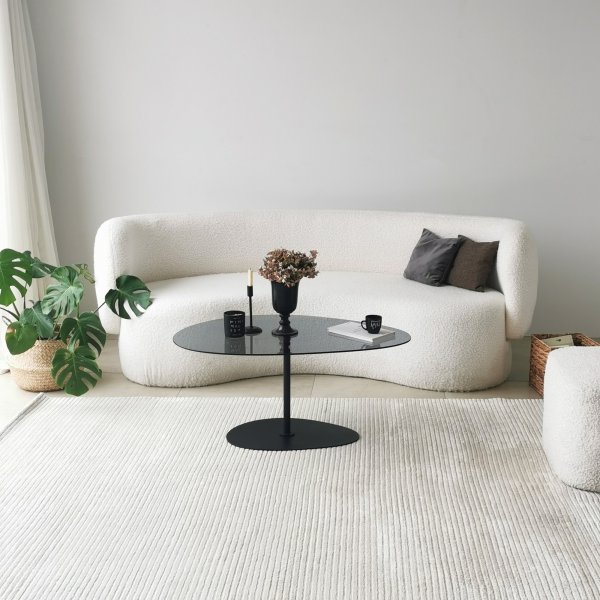 Table basse Porto 90 x 60 cm - Gris fonc/noir