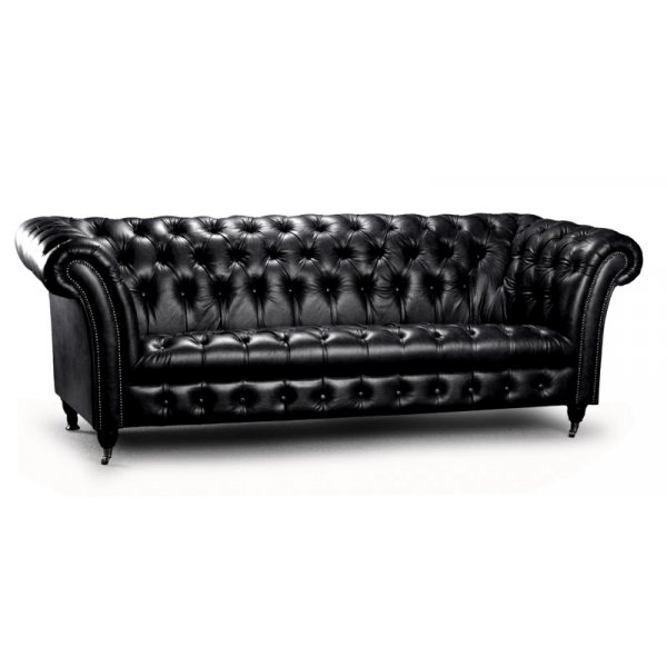 Lädersoffa Tsar Chesterfield i vinrött - 227 cm Lädersoffa Tsar Chesterfield i vinrött - 227 cm