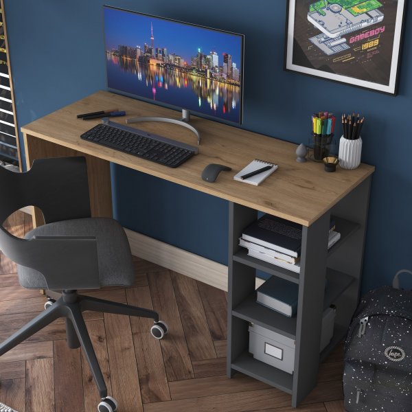 Bureau Hanna 8, 120 x 45 cm - Noyer/anthracite