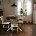 Kundbild Skagen runt matbord - Vit/brun: Skagen bord med Tärnö stol, snyggt!