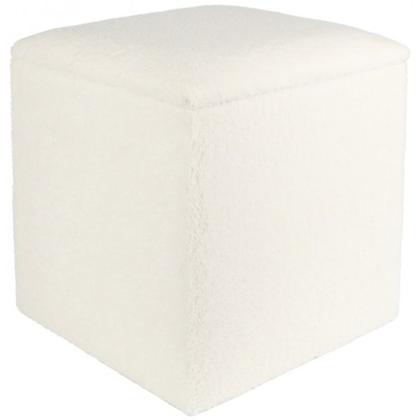 Fotpall med förvaring i teddy tyg Fotpall med förvaring i teddy tyg