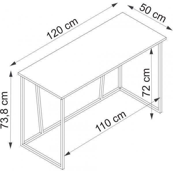 Lissa skrivbord 120 x 50 cm - Safir ek/vit