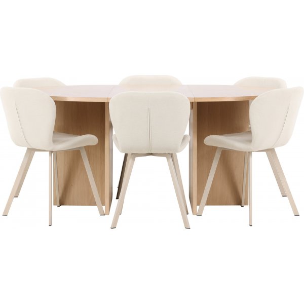 Matbord Strada med 6 st Lilja stolar - Beige/whitewash Matbord Strada med 6 st Lilja stolar - Beige/whitewash