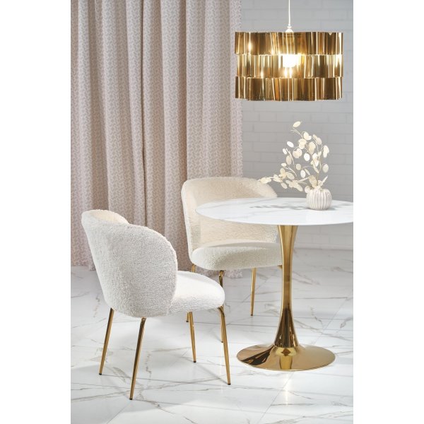 Casemiro eettafel 90 cm - Wit marmer/goud