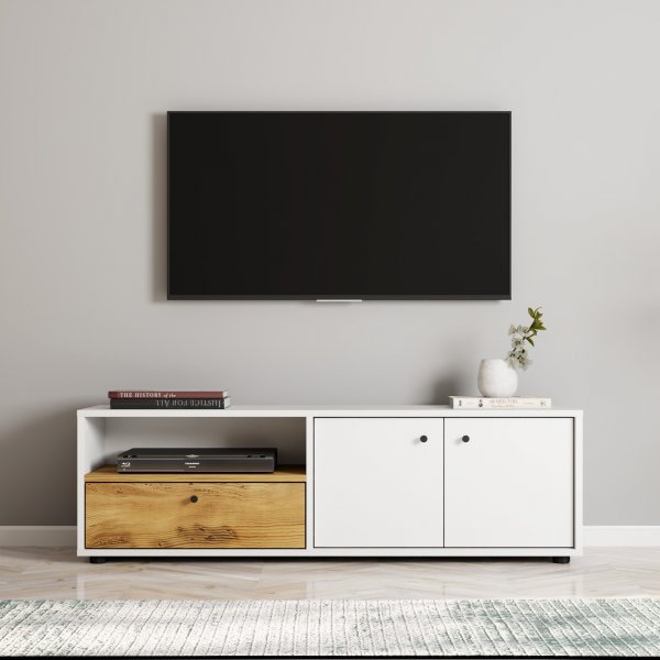 Pao TV-bänk - Vit/ek Pao TV-bänk - Vit/ek