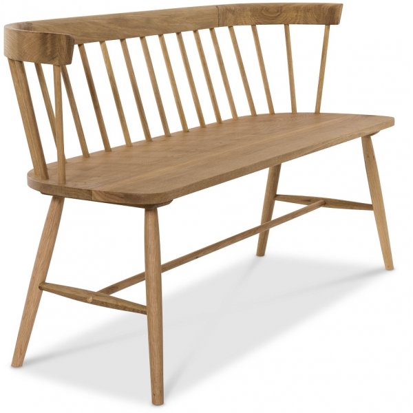 Geoliede eikenhouten lattenbank - Sandhamn + 3.00 x Stoel kussen