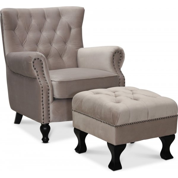 Löddeköpinge fåtölj - Gråbeige sammet Löddeköpinge fåtölj - Gråbeige sammet