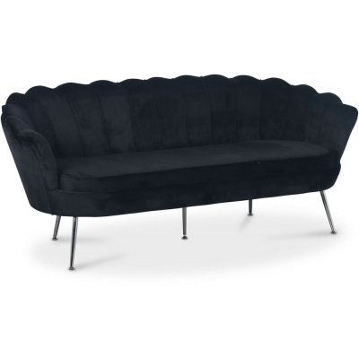 Kingsley 3-sits soffa i sammet - svart / krom + Mbeltassar