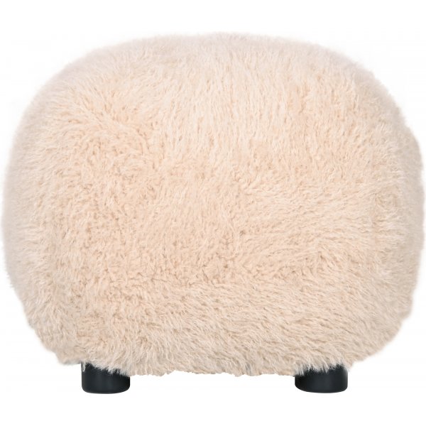 Fluffy sittpuff i beige hrigt tyg