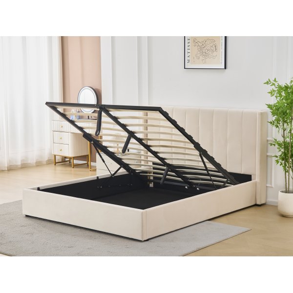 Sängram med sänggavel och förvaring 180 x 200 cm - Beige - Bianca Sängram med sänggavel och förvaring 180 x 200 cm - Beige - Bianca