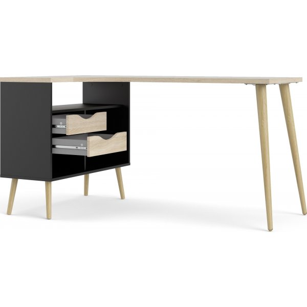 Oslo skrivbord 145 x 81 cm - Svart/ek
