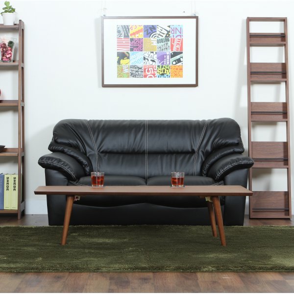 Soffa 2-sits svart konstlder - Dominic + Flckborttagare fr mbler