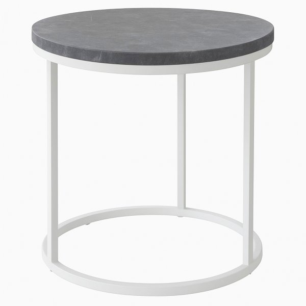 Lampbord D50 cm - gr marmor / vitt underrede