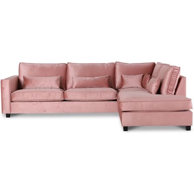 Adore rosa soffa med ppet avslut hger - Dusty pink (Sammet)