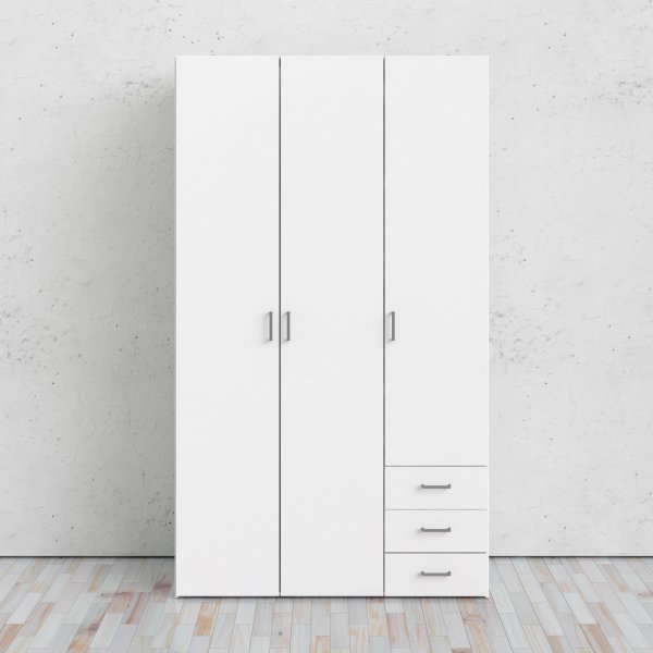 Armoire Space avec 3 portes et 3 tiroirs - Blanc