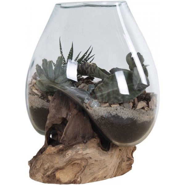 San Marino Vattendroppe vas - Teak/glas - 15-20 cm San Marino Vattendroppe vas - Teak/glas - 15-20 cm