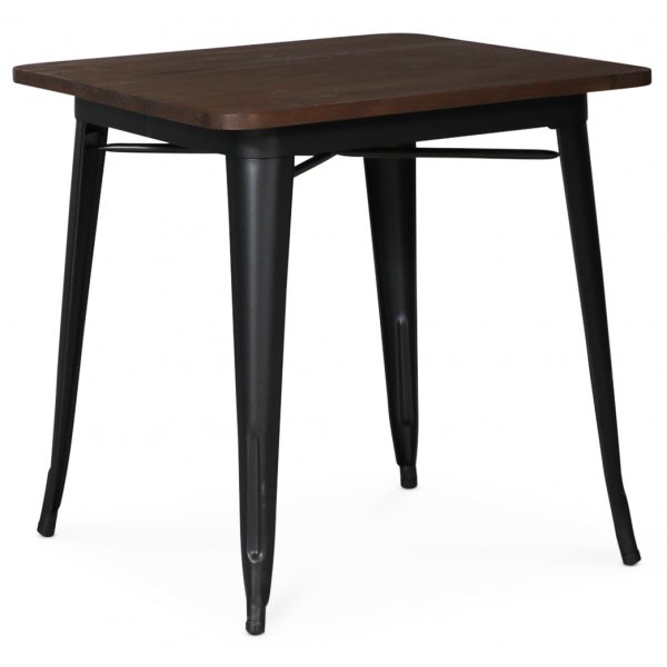 France metallbord 75 x 75 cm - Svart / Brunt tr