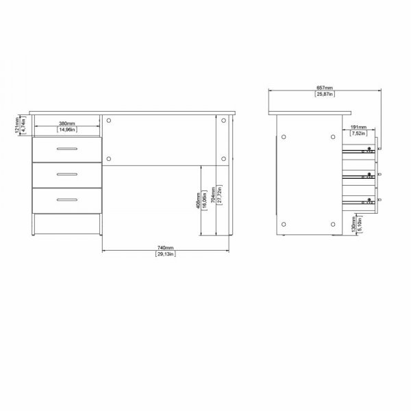 Function Plus skrivbord 120,1 x 48,1 x 72,6 cm - Ek/vit Function Plus skrivbord 120,1 x 48,1 x 72,6 cm - Ek/vit